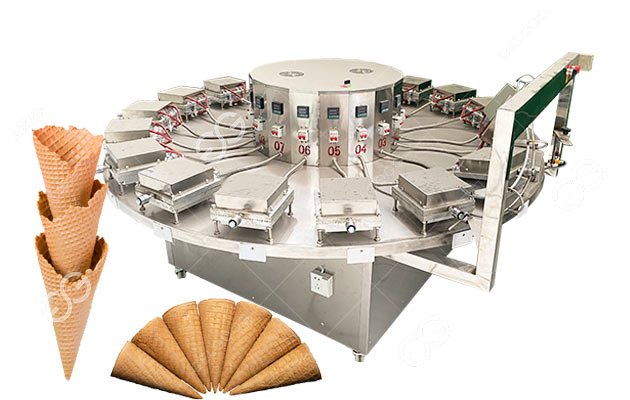 Máquina para moldear conos de helado crujientes tipo gofre con revestimiento antiadherente